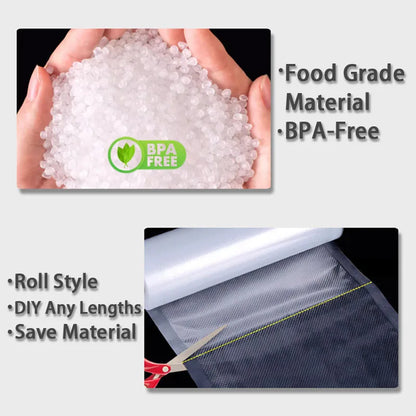 Prime Deal Zone food vacuum storage bags for vacuum sealer, ideal for meat, fruit, vegetables, and sous vide cooking.