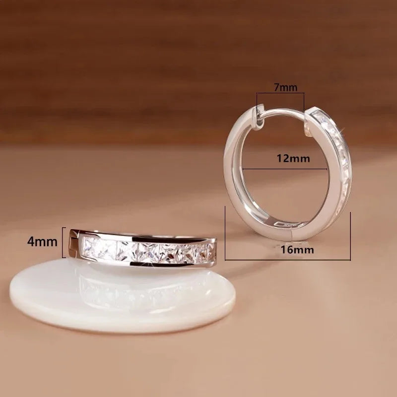 Sterling silver zircon circle stud earrings - view 6