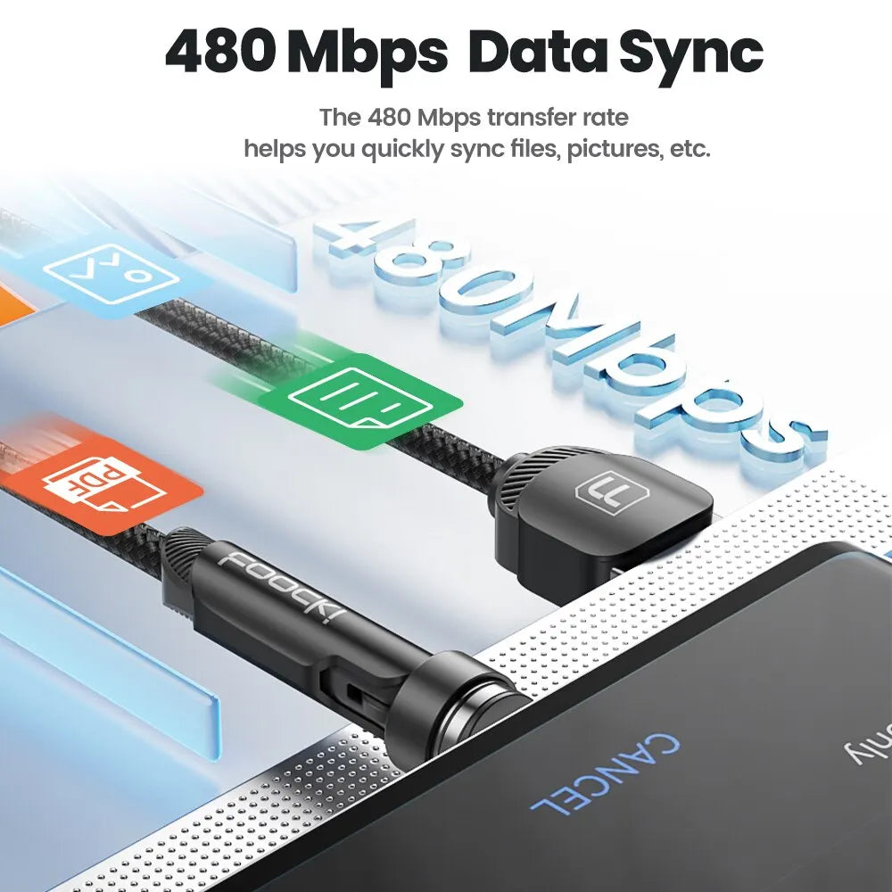 Toocki 540 rotate magnetic USB Type-C cable for iPhone, Xiaomi, and Micro USB devices, featuring magnetic charging and data transfer.