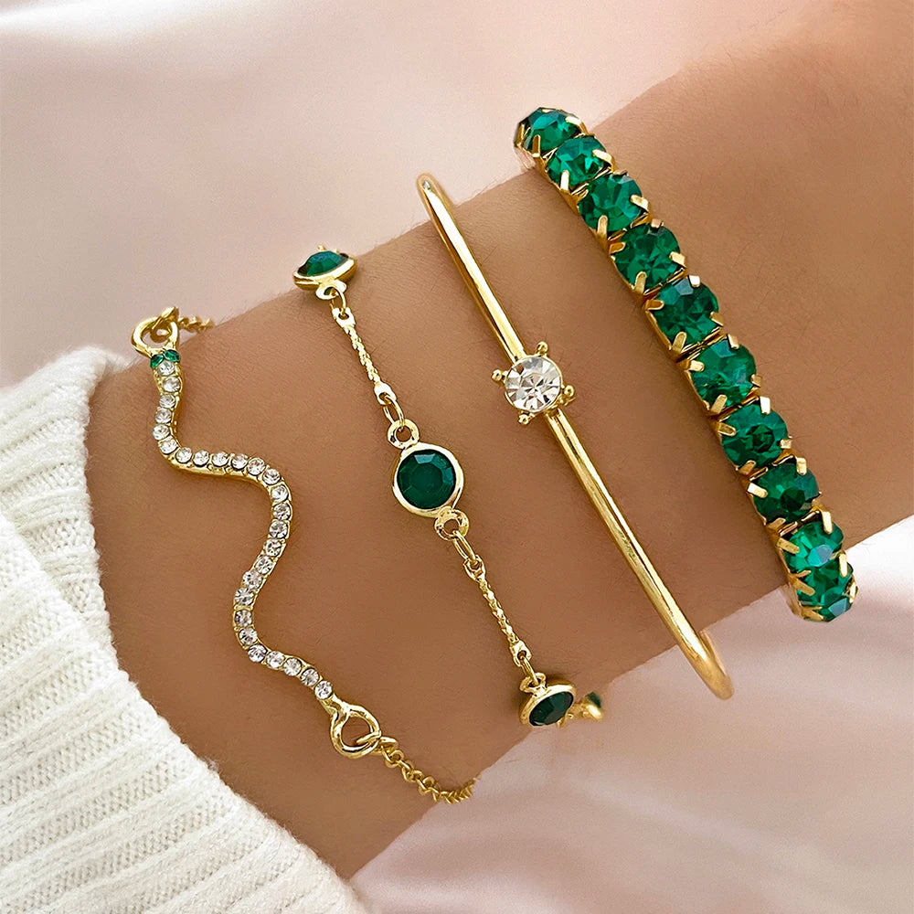 snake and gemstone rhinestone bangle set - view 7