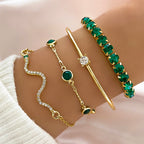 snake and gemstone rhinestone bangle set - view 7