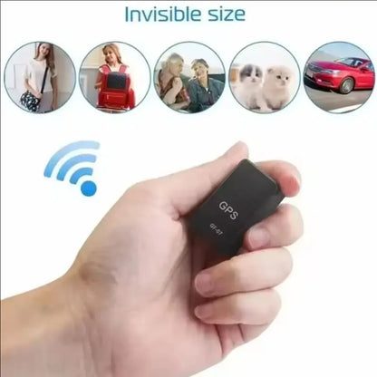 Mini portable Prime Deal Zone GPS tracker with strong magnet, showing its compact design and magnetic attachment for vehicle tracking.
