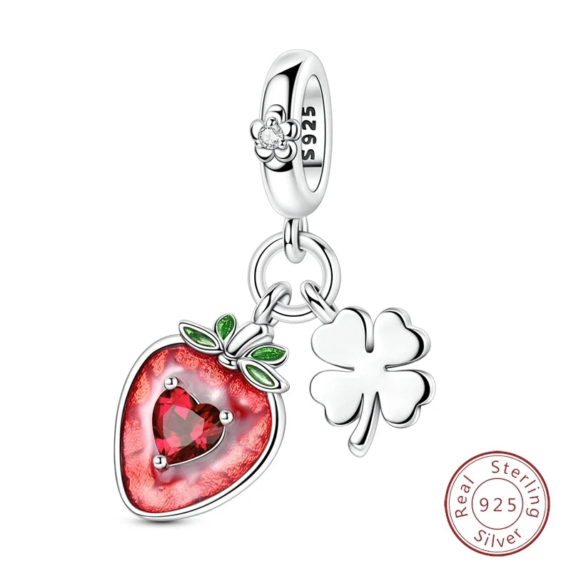 925 Sterling Silver Red Wine & Chili Charm Beads