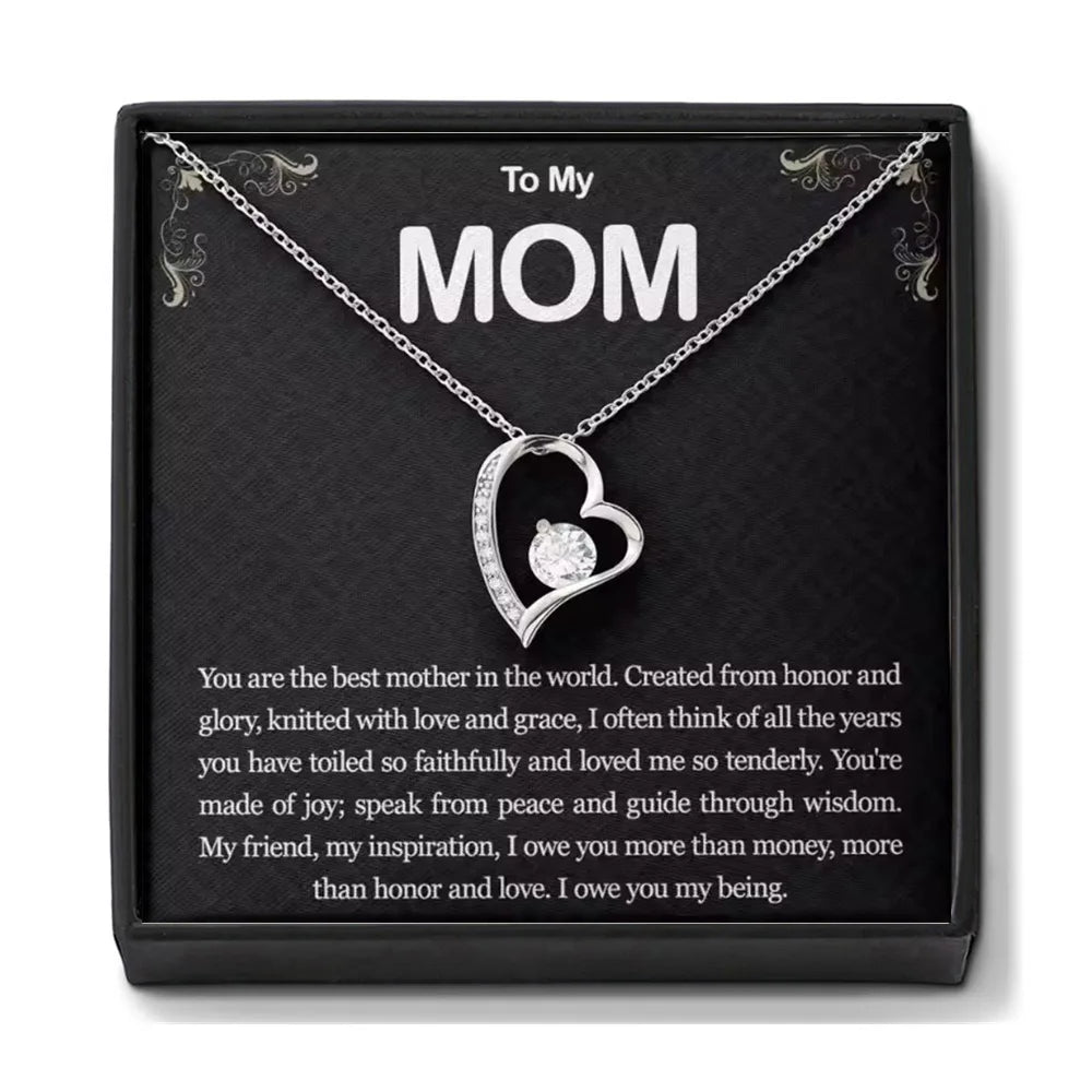 Elegant heart pendant necklace by Prime Deal Zone, perfect for Mother's Day or birthday, displayed with decorative gift box.