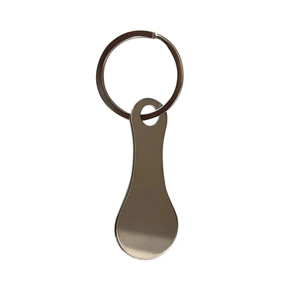 Prime Deal Zone stainless steel shopping cart token keychain with key hook and portable metallic keyring for daily use.