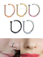 curved barbell nose stud, d-shape tragus hoop - view 1