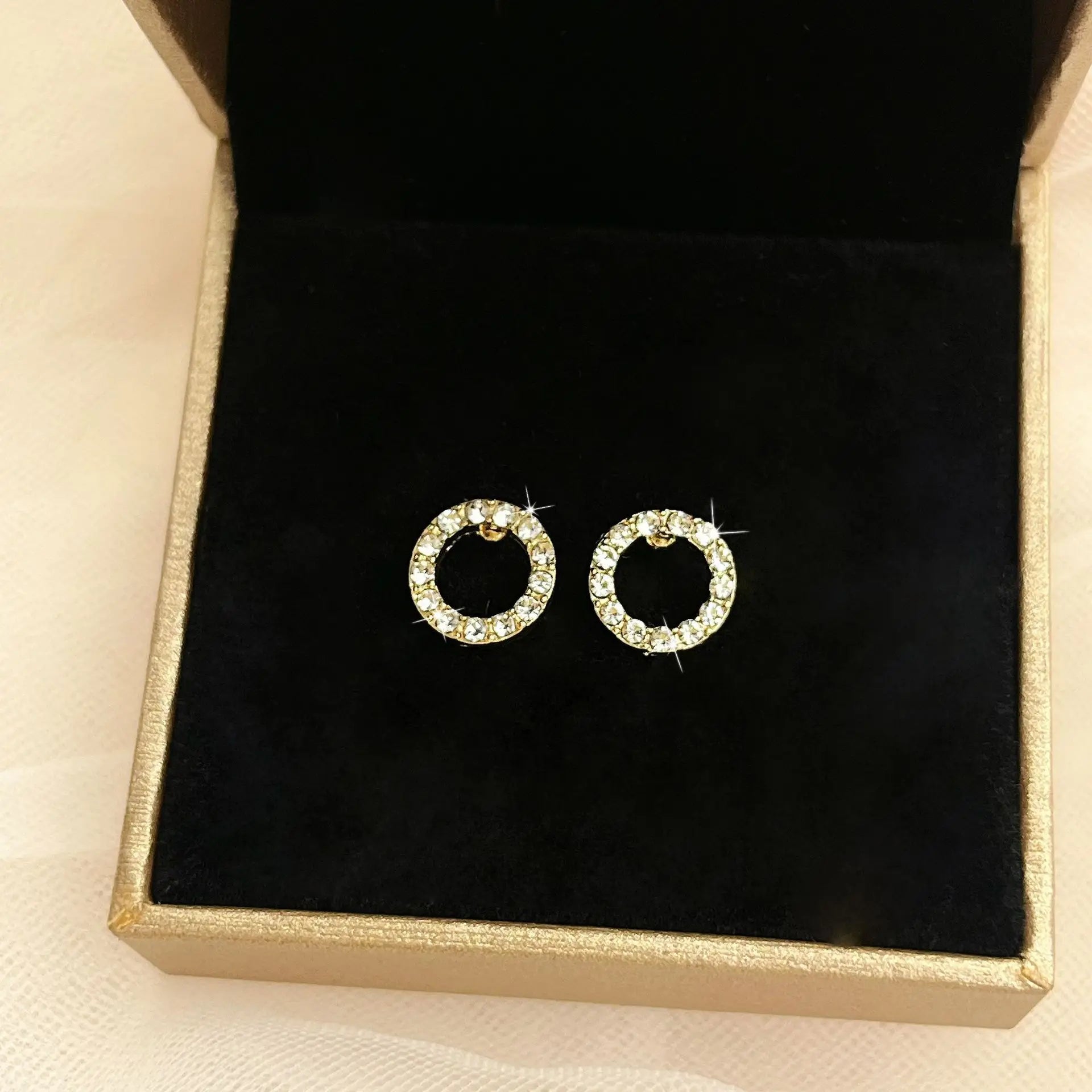 gold-tone round stud earrings, simple and elegant - view 6