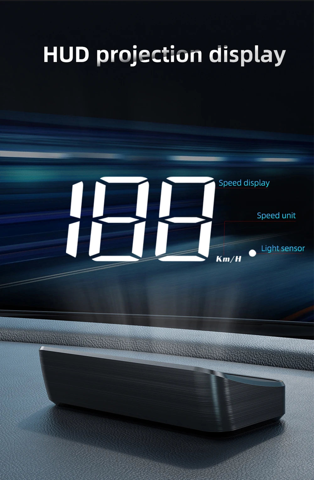 HD car head-up display M2 by Prime Deal Zone showing digital GPS speedometer projected on windshield