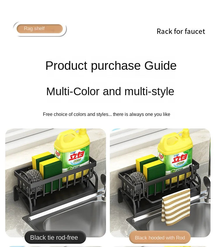 Prime Deal Zone kitchen shelf cleaning cloth storage rack with draining tray, ideal for organizing sponges and household cleaning tools.