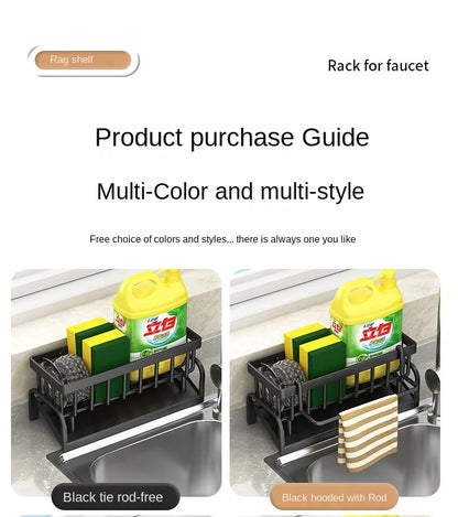 Prime Deal Zone kitchen shelf cleaning cloth storage rack with draining tray, ideal for organizing sponges and household cleaning tools.