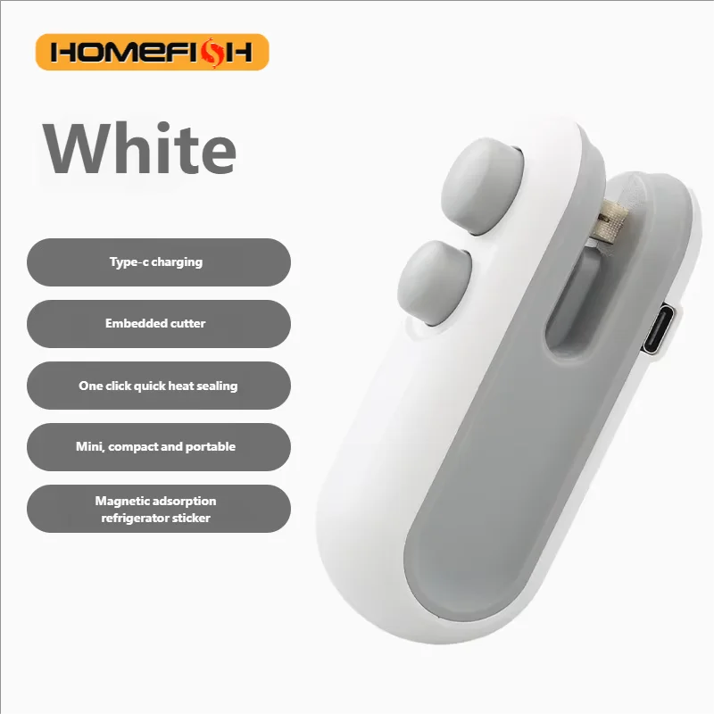 Prime Deal Zone HOMEFISH mini handheld heat sealer for food bags, USB rechargeable plastic packaging and clip bag sealing.