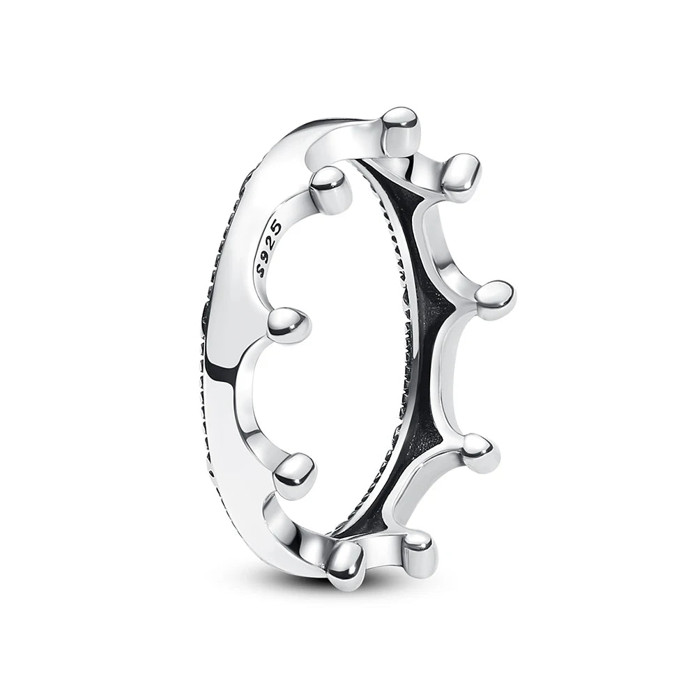 925 Sterling Silver Crown Heart Ring with Zircon