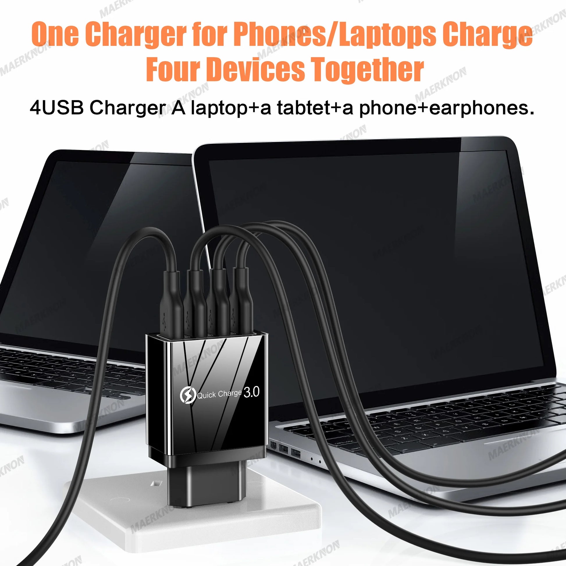 Prime Deal Zone 3A USB charger with 4 ports, fast charging USB 3.0 adapter for iPhone, Samsung, Xiaomi, and Poco mobile phones