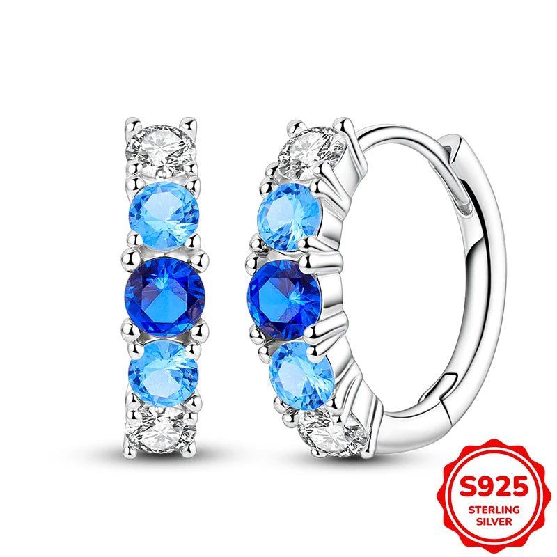 925 Sterling Silver Butterfly & Hoop Earrings — Coloured Zircon Accents