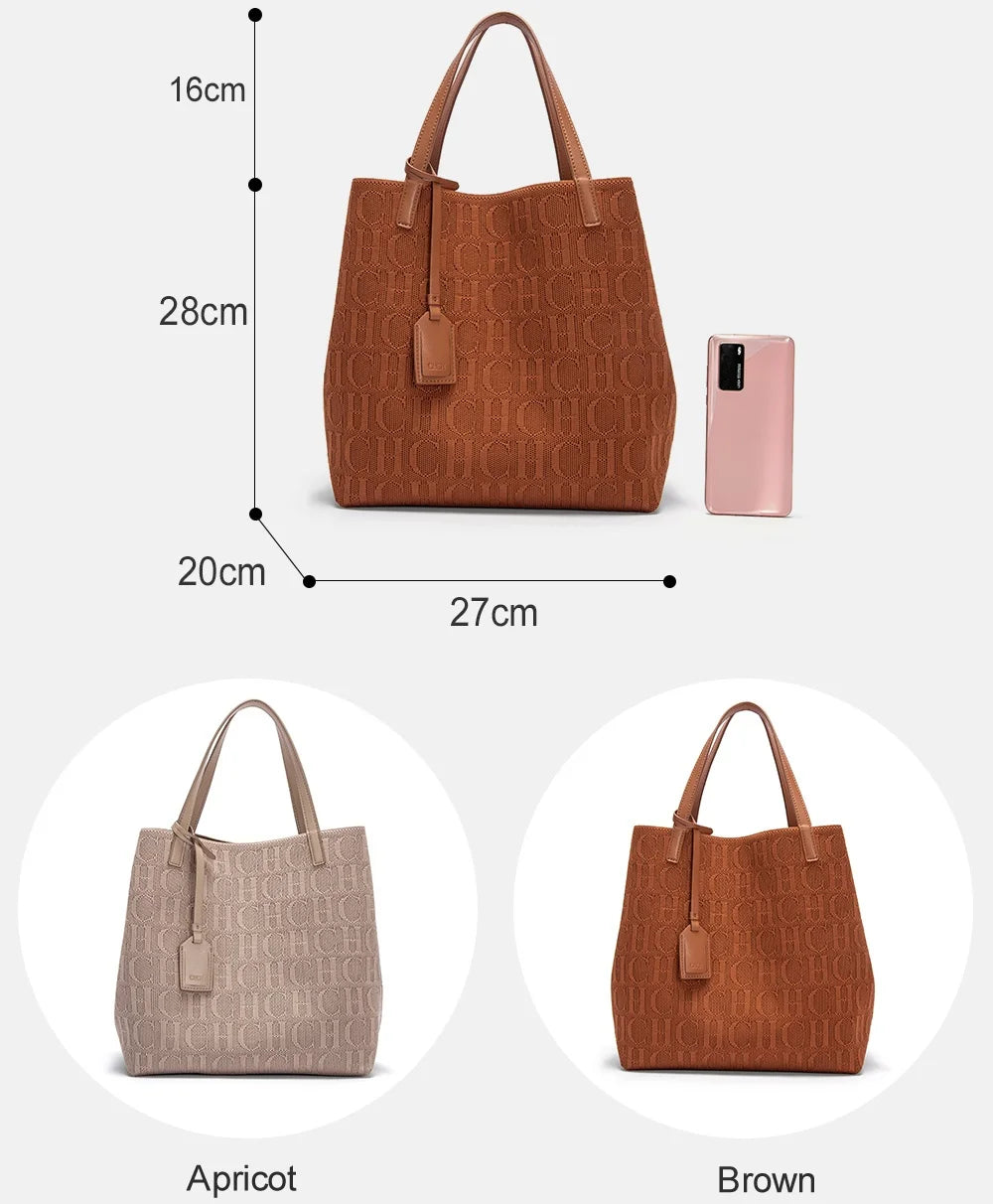 Prime Deal Zone CH high-quality craft large capacity ladies shoulder handbag with outer pocket and classic pure color design