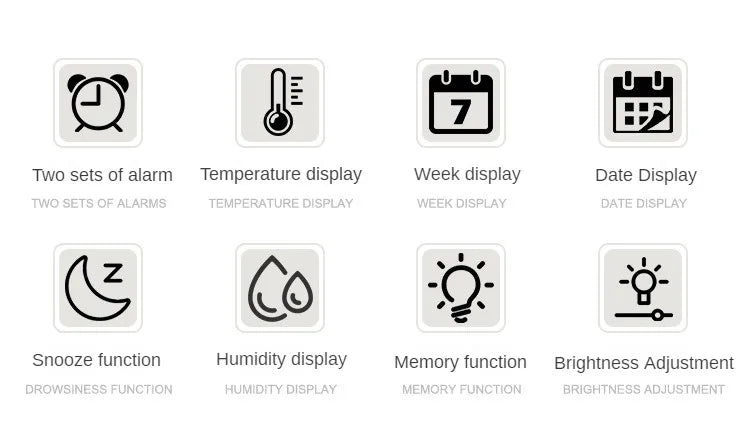 Large digital wall clock by Prime Deal Zone showing temperature, humidity, week display, adjustable brightness, and alarm with LED display