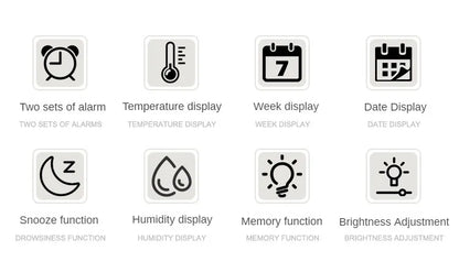 Large digital wall clock by Prime Deal Zone showing temperature, humidity, week display, adjustable brightness, and alarm with LED display