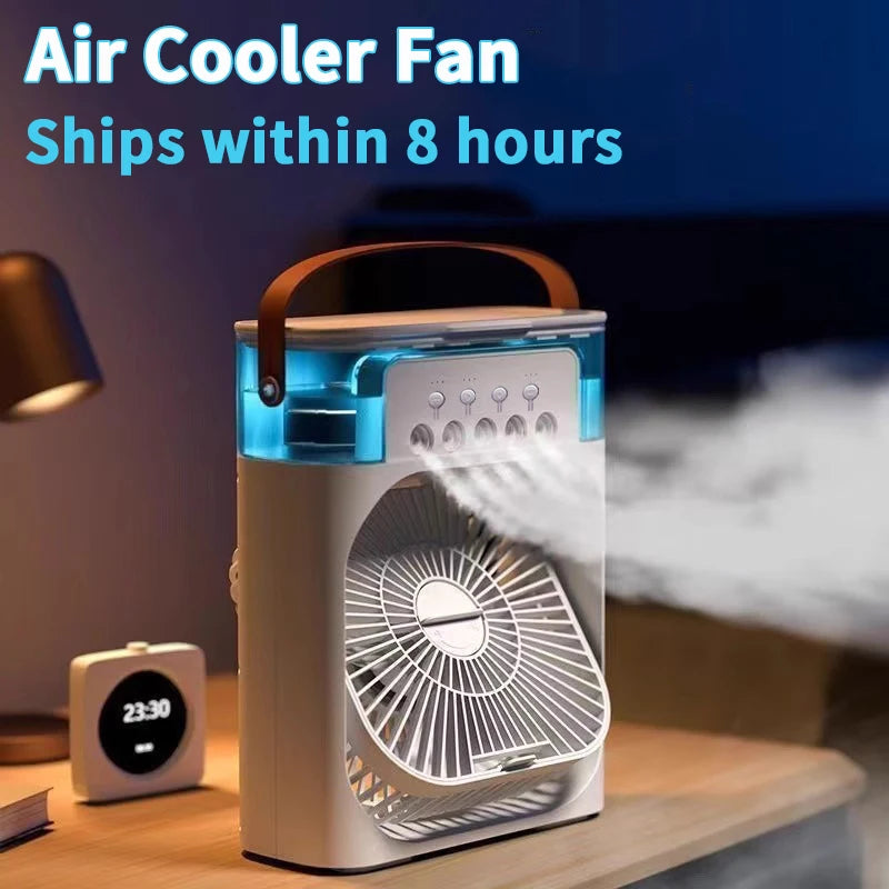 Portable Prime Deal Zone 3-in-1 fan with air cooler, LED night light, and humidifier for home or office use.