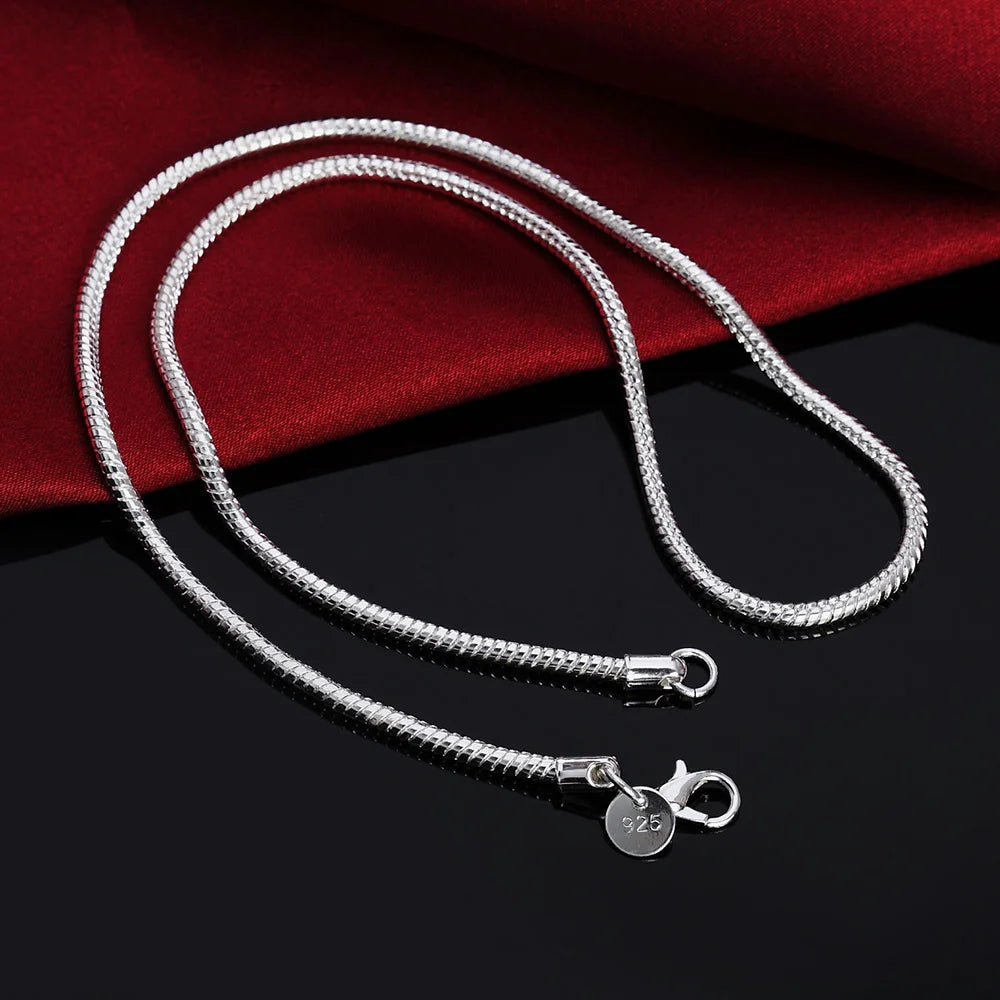 925 Sterling Silver Solid Snake Chain Necklace
