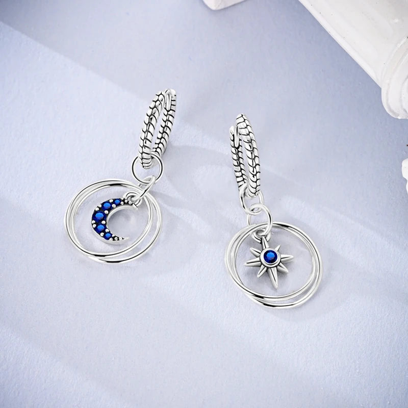 925 Sterling Silver Butterfly & Hoop Earrings — Coloured Zircon Accents