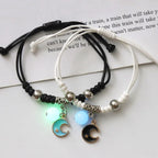 luminous glow bead couple bracelet set, stars moons and hearts - view 10