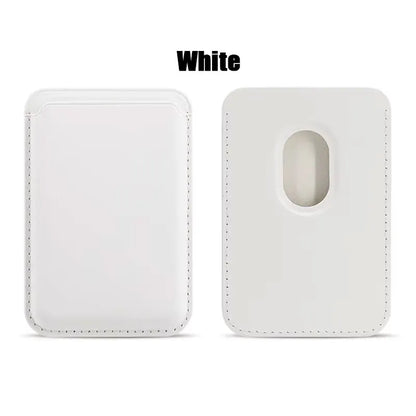 Magnetic leather wallet case for iPhone and Samsung with card holder and magnet covers, designed for secure magnetic attachment.