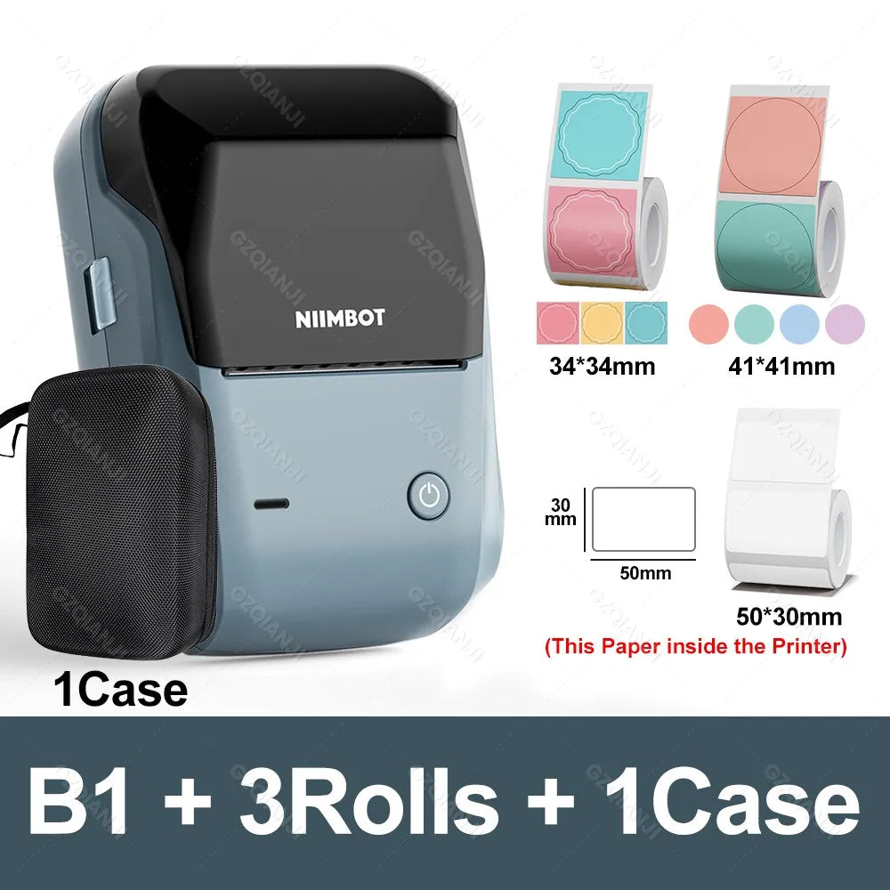 NIIMBOT B1 Mini Bluetooth Label Maker | Portable Thermal Printer for Round, UV & Custom Sticker Labels