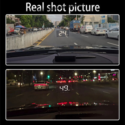 HD Car Head Up Display M2 from Prime Deal Zone showing digital GPS speedometer and KM/H readings projected on windshield