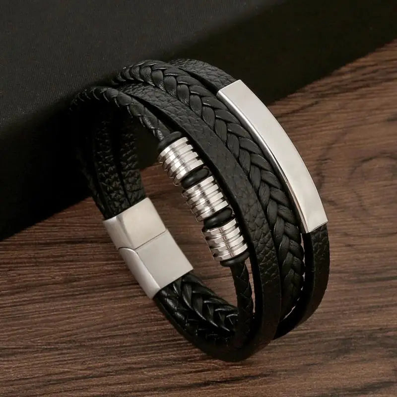 men's multi-layer woven leather bracelet - view 10