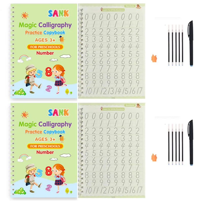 Prime Deal Zone Sank Magic Practice Copybook for kids with pen, reusable calligraphy writing book for preschool children.