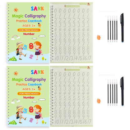 Prime Deal Zone Sank Magic Practice Copybook for kids with pen, reusable calligraphy writing book for preschool children.