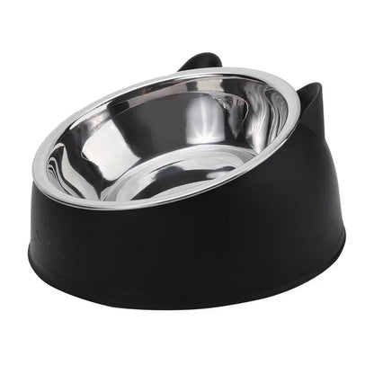 Stainless steel cat bowl with inclined design for feeding kittens, puppies, and small pets by Prime Deal Zone.