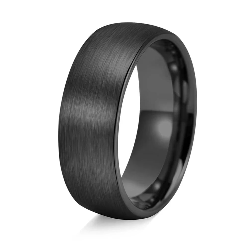 stainless steel 8mm black matte groove wedding band - view 15