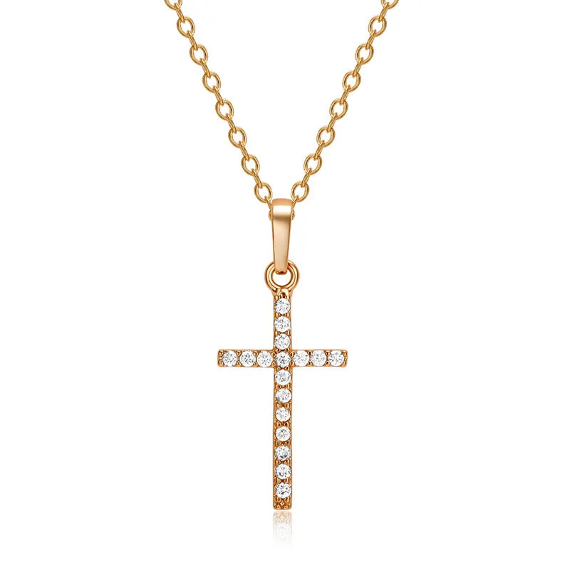 zircon cross pendant necklace, unisex hip hop chain - view 7