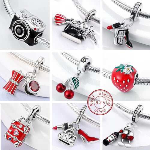 925 sterling silver charm beads, mixed dangle designs - view 2