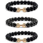 natural lava stone and alloy dumbbell bead bracelet - view 6