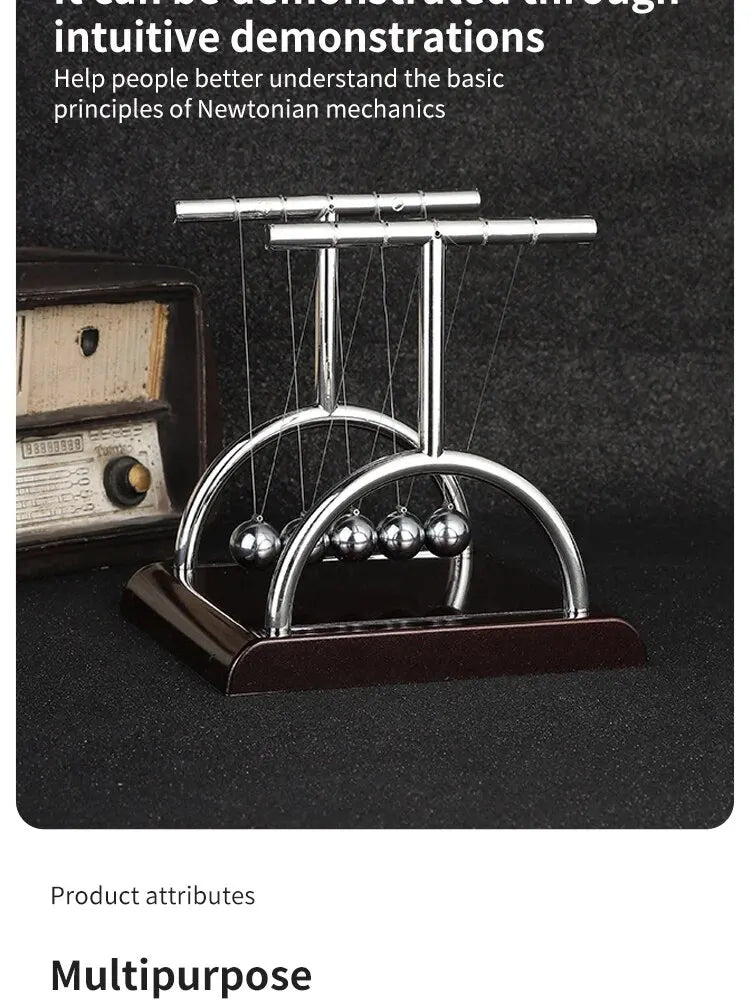 Prime Deal Zone Newton's Cradle steel ball desk toy demonstrating physics principles for stress relief and home decoration.