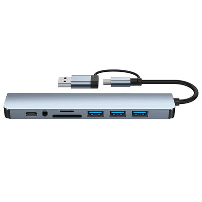 Prime Deal Zone 8-in-1 USB and Type C hub docking station with 3.5mm audio, micro SD card reader for laptops and tablets