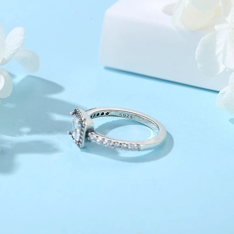 925 Sterling Silver Crown Heart Ring with Zircon