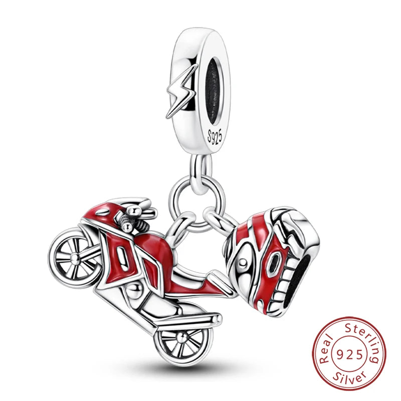 925 Sterling Silver Red Wine & Chili Charm Beads