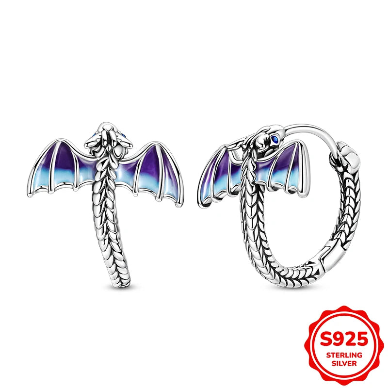 925 Sterling Silver Butterfly & Hoop Earrings — Coloured Zircon Accents