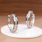 Sterling silver zircon circle stud earrings - view 8