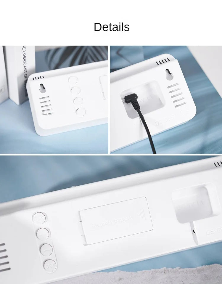 Large digital wall clock from Prime Deal Zone showing temperature, humidity, week display, adjustable brightness, and alarm in LED design