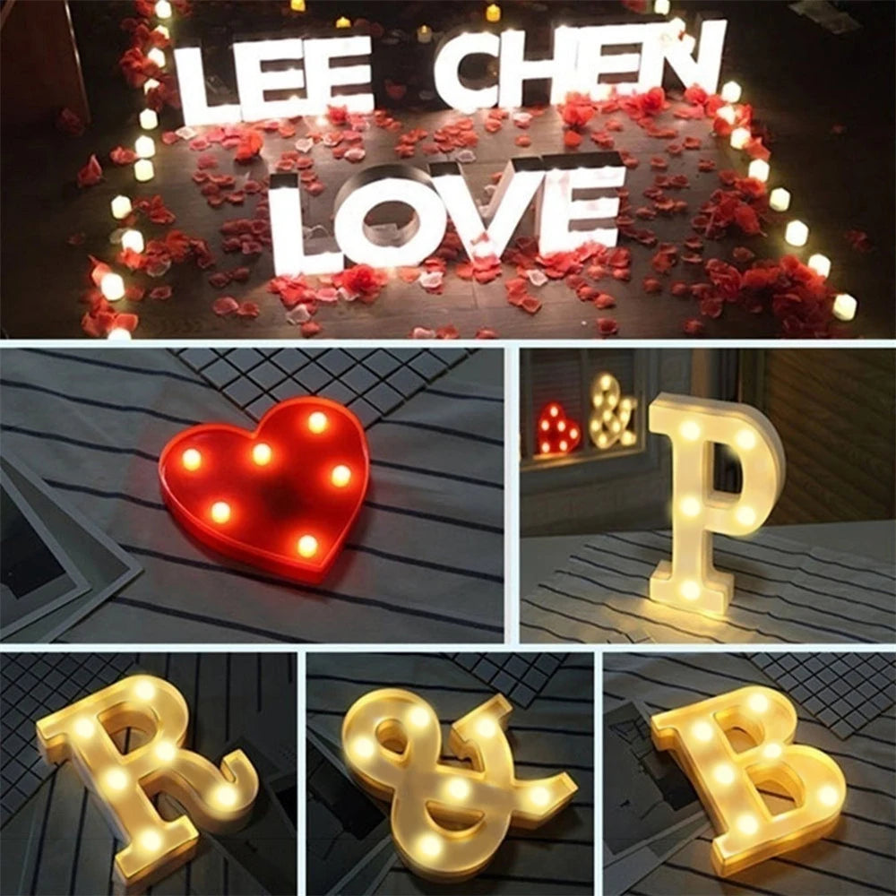 Prime Deal Zone luminous alphabet LED letter lamp for home decor, wedding, birthday, and Christmas party lighting.