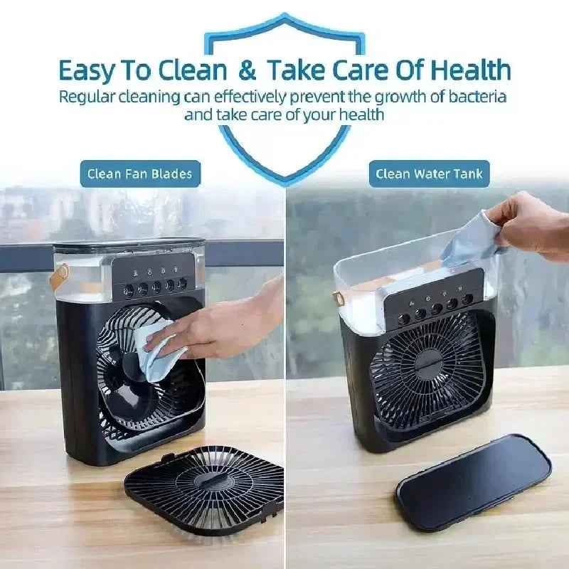 Portable Prime Deal Zone 3-in-1 air cooler with LED night light, humidifier, and adjustable fan for home or office use.