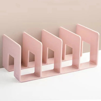 Macaron Colored Vertical Desk File Storage Rack | 4-Compartment Plastic Book & Folder Organizer for Home, School & Office