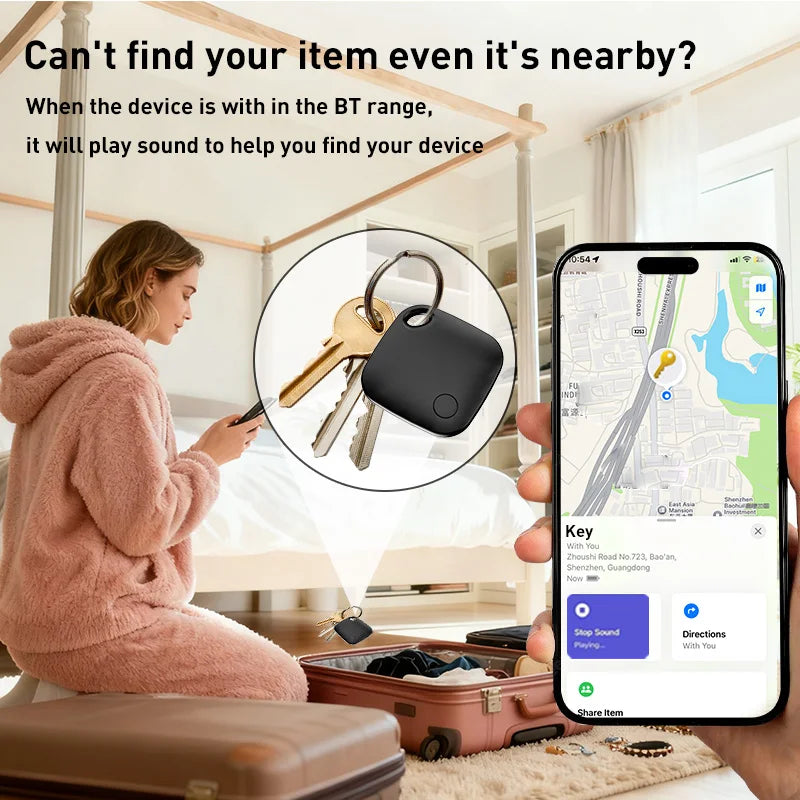 Prime Deal Zone smart location tracker for Apple Find My app, featuring anti-lost reminder and Bluetooth positioning technology.