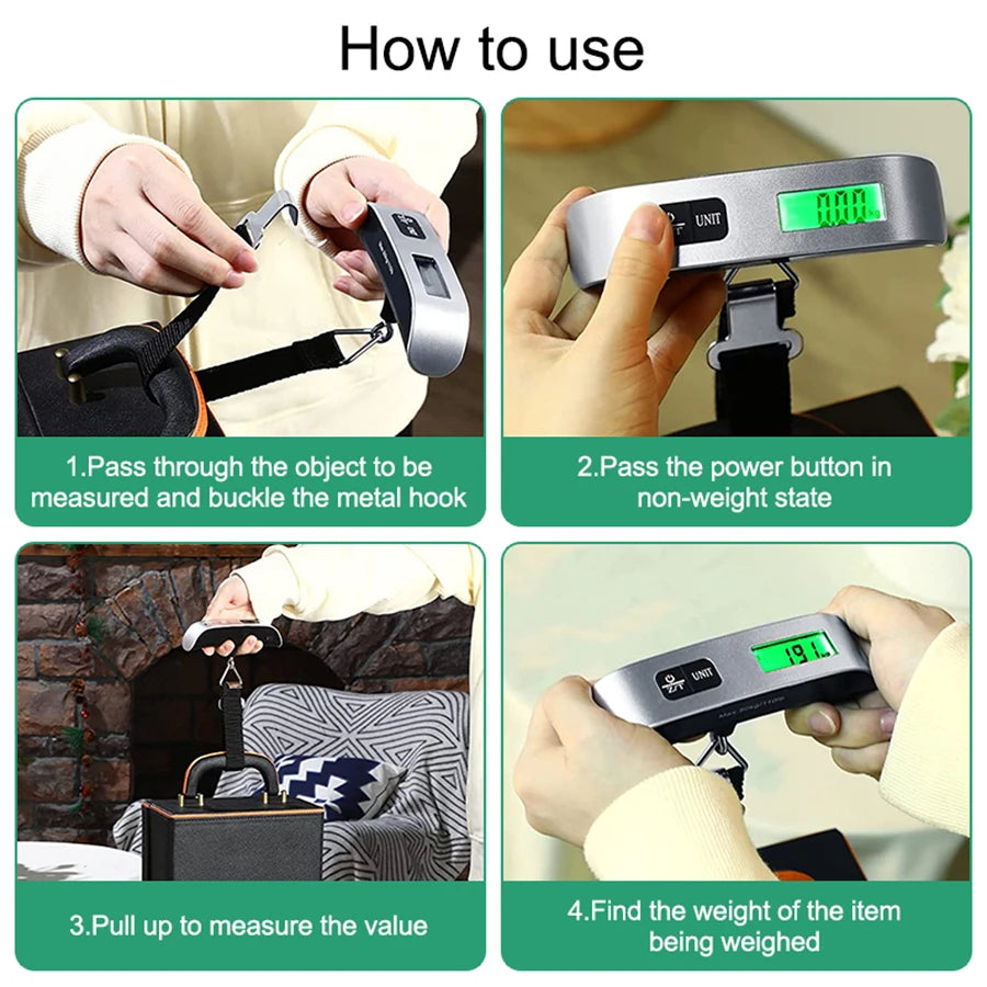 Digital portable luggage scale with LCD display, 110lb/50kg capacity, hanging suitcase weight balance from Prime Deal Zone