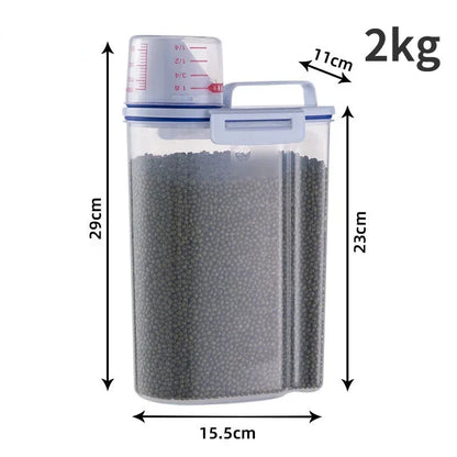 Prime Deal Zone Freshness Lock Tank for pet food, 2kg storage container with measuring cup to keep pet food fresh and prevent waste