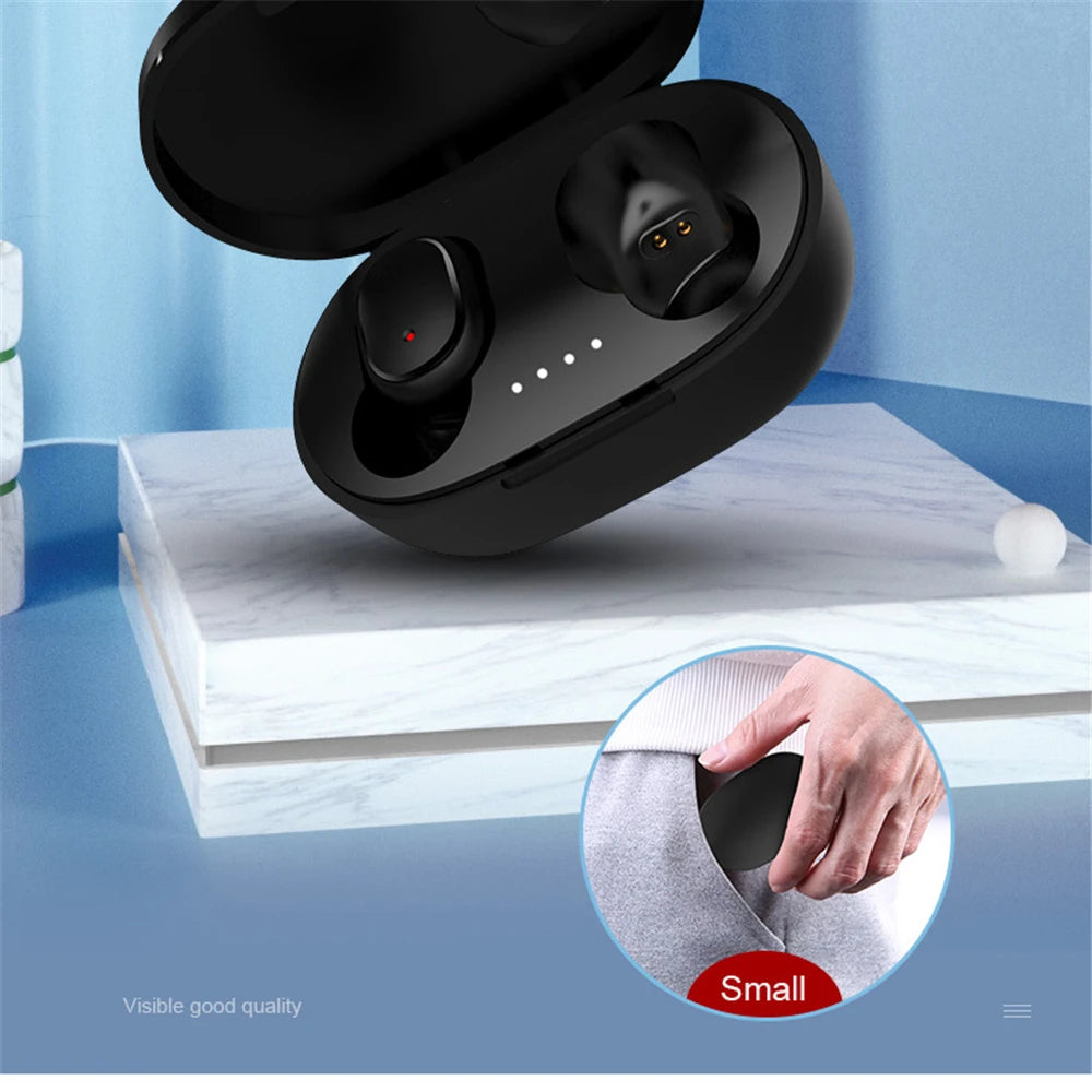 Wireless Bluetooth earphones with LED display, sport touch controls, stereo sound, designed for Xiaomi and Huawei devices.